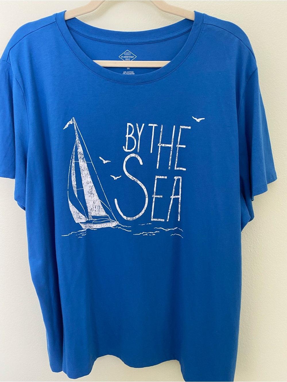 St. John's Bay Blue 'By The Sea' Graphic Tee Size 3X NEW